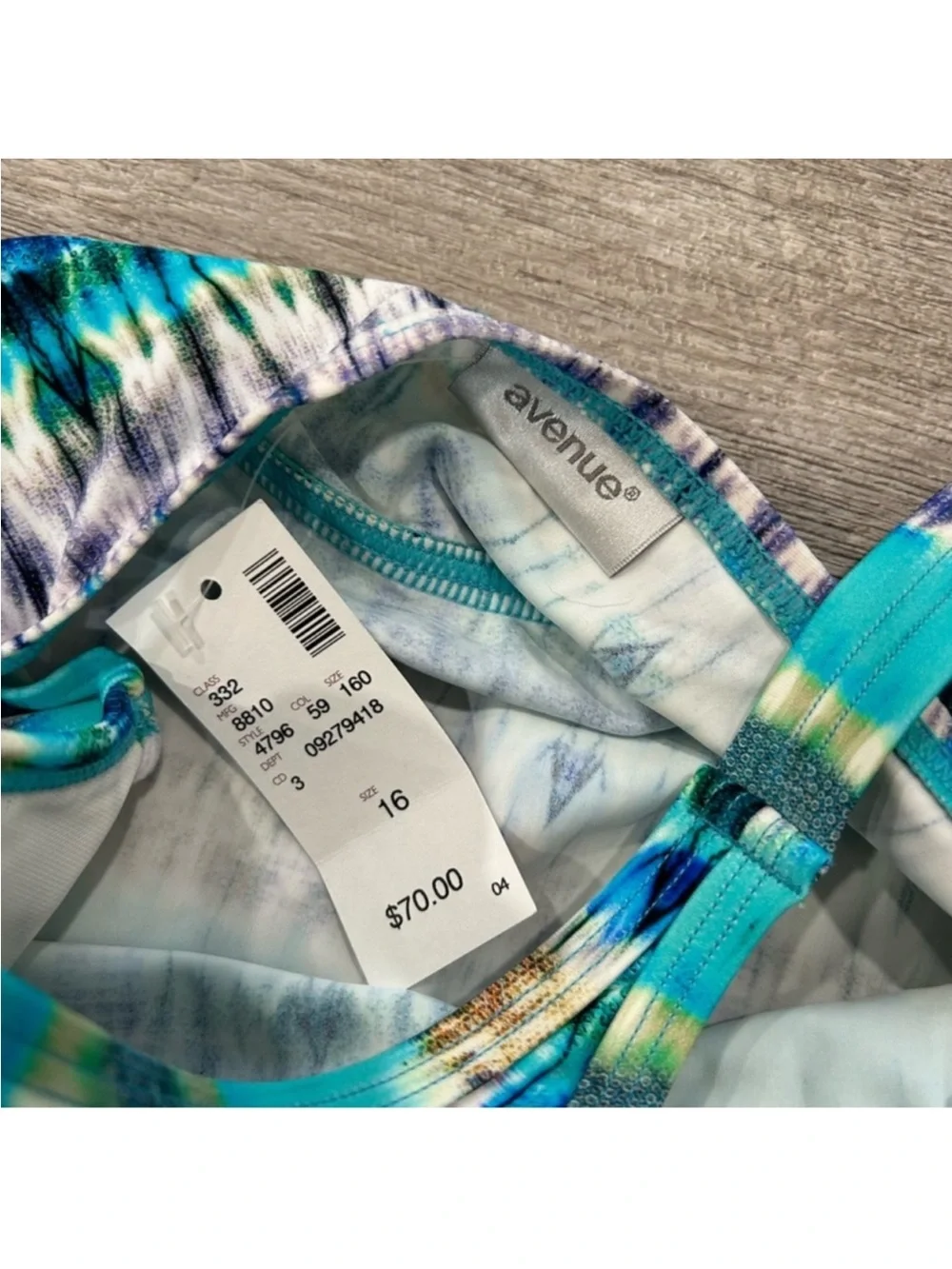 Avenue Teal Blue Multi-Stripe Crisscross Swim Top
